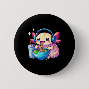 Badge Rond 5 Cm T-shirt pour enfants Anime Kawaii Axolotl mangeant