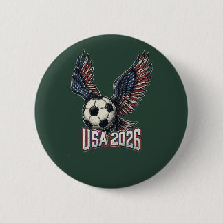Badge Rond 5 Cm T-Shirt Retro USA Soccer 2026 Ailes d'Aigle