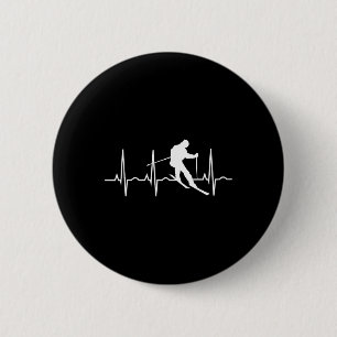Badge Rond 5 Cm T Shirt Ski - Cadeaux de skieur et battements de c