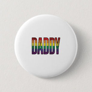 Badge Rond 5 Cm T-Shirt Typographie Fierté Papa Arc-en-Ciel Vintag
