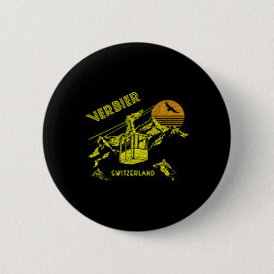 Badge Rond 5 Cm T-shirt Verbier Suisse Ski rétro