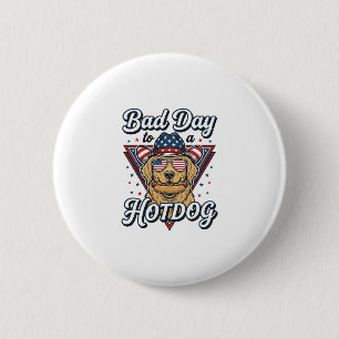 Badge Rond 5 Cm T-shirt vintage à thème de hot-dog Retriever doré
