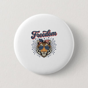 Badge Rond 5 Cm T-shirt vintage gravure Freedom Tiger patriotique_