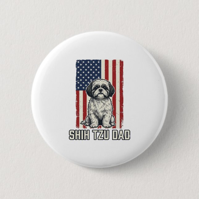 Badge Rond 5 Cm T-shirt vintage pour chien avec drapeau patriotiqu (Devant)