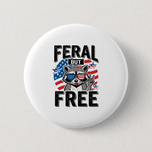 Badge Rond 5 Cm T-shirt vintage Raton laveur patriotique sauvage m