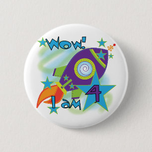 Badge Rond 5 Cm T-shirts et cadeaux 4e anniversaire Rocket Ship
