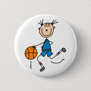Badge Rond 5 Cm T-shirts et cadeaux bleus de joueur de basket de