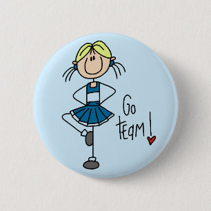 Badge Rond 5 Cm T-shirts et cadeaux bleus de pom-pom girl
