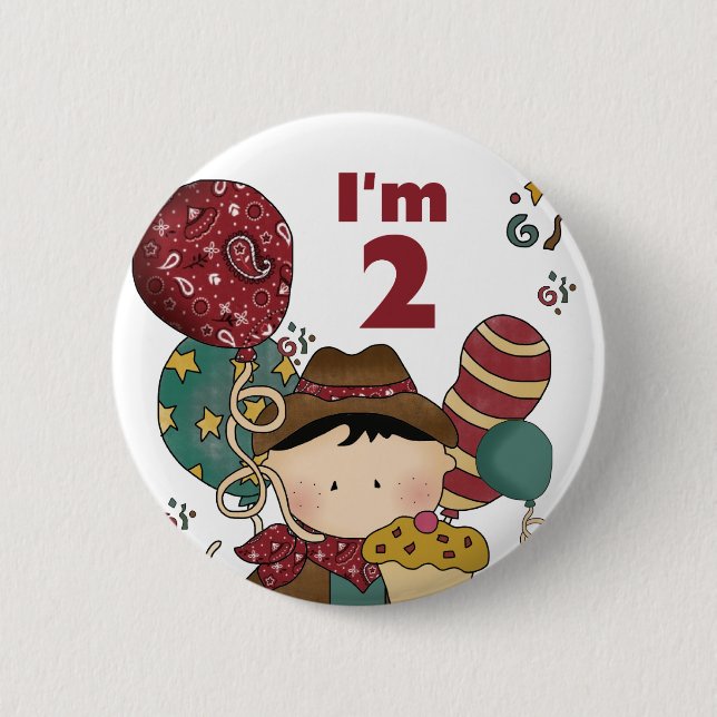 Badge Rond 5 Cm T-shirts et cadeaux Cowboy 2e anniversaire (Devant)