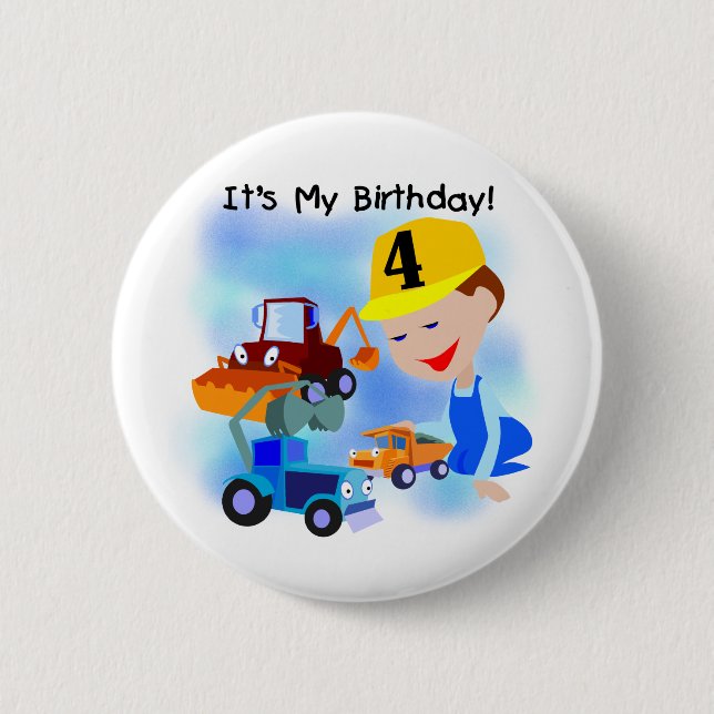 Badge Rond 5 Cm T-shirts et cadeaux d'anniversaire de construction (Devant)
