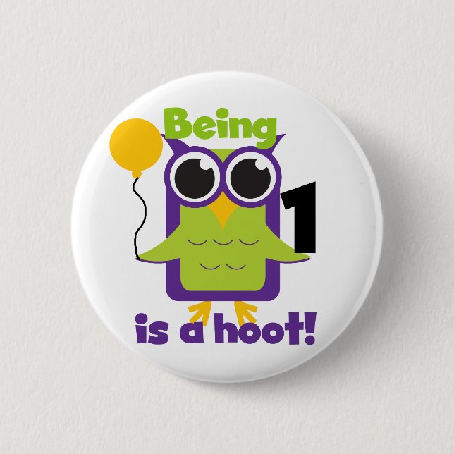 Badge Rond 5 Cm T-shirts et cadeaux d'anniversaire de Hoot Owl 1er (Devant)