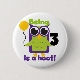 Badge Rond 5 Cm T-shirts et cadeaux d'anniversaire de Hoot Owl 3e
