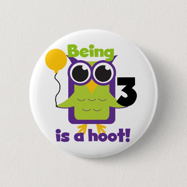 Badge Rond 5 Cm T-shirts et cadeaux d'anniversaire de Hoot Owl 3e (Devant)