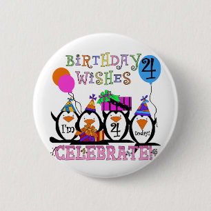 Badge Rond 5 Cm T-shirts et cadeaux de 4ème anniversaire de Pengui