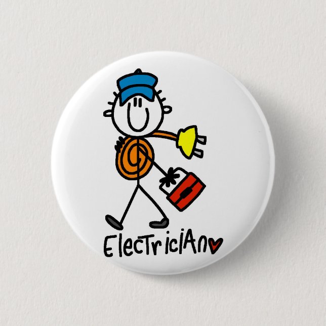 Badge Rond 5 Cm T-shirts et cadeaux de base d'électricien (Devant)