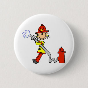 Badge Rond 5 Cm T-shirts et cadeaux de femme pompier avec tuyau