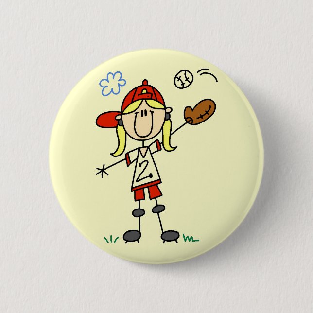 Badge Rond 5 Cm T-shirts et cadeaux de joueur de baseball de fille (Devant)