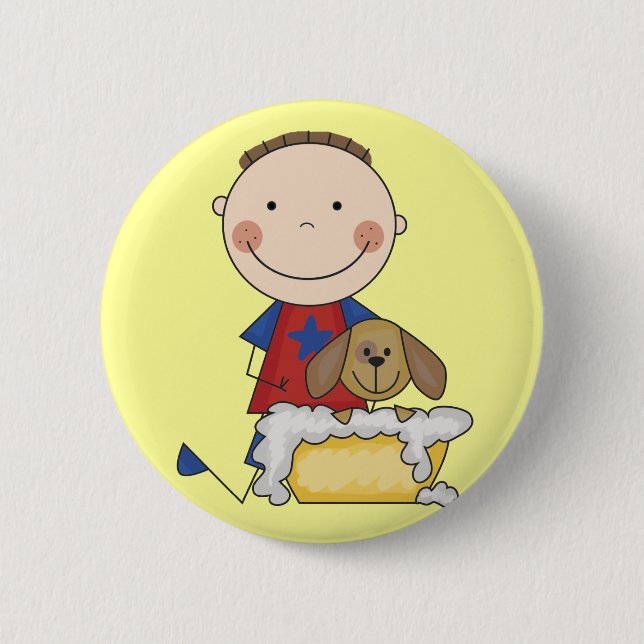 Badge Rond 5 Cm T-shirts et cadeaux de lavage de chien de garçon (Devant)