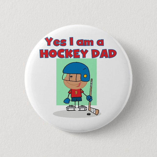 Badge Rond 5 Cm T-shirts et cadeaux de papa d'hockey (Devant)