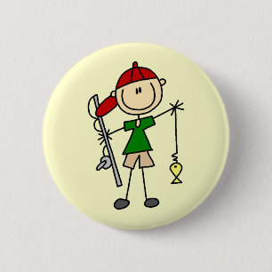 Badge Rond 5 Cm T-shirts et cadeaux de pêche à figure bâton