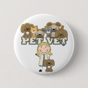 Badge Rond 5 Cm T-shirts et cadeaux femelles blonds de vétérinai