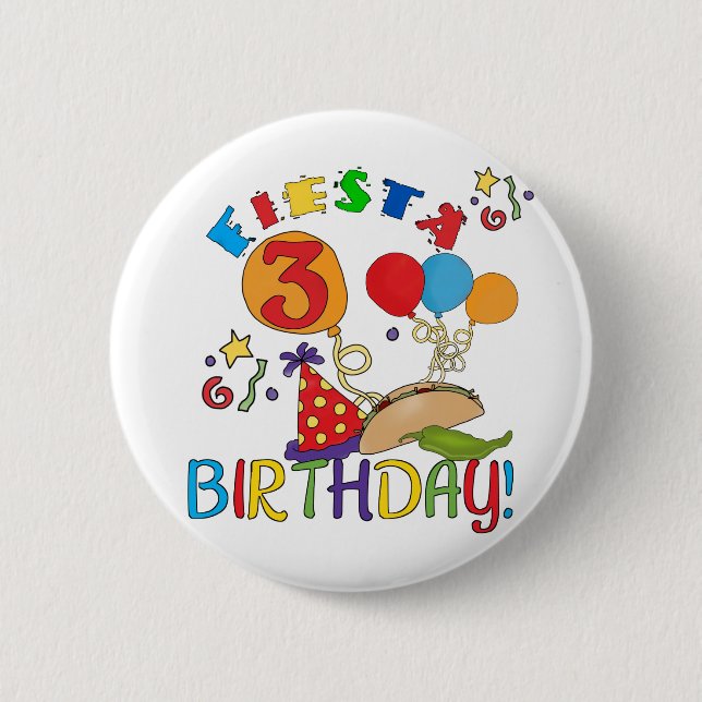 Badge Rond 5 Cm T-shirts et cadeaux Fiesta 3e anniversaire (Devant)