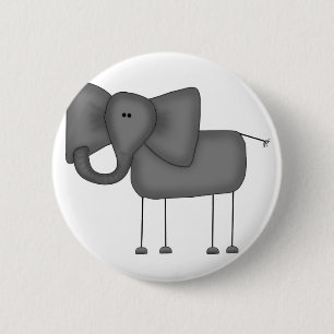 Badge Rond 5 Cm T-shirts et Cadeaux Figurine Éléphant Bâton