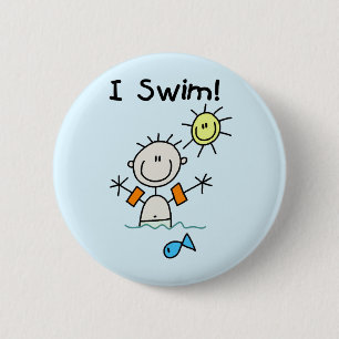 Badge Rond 5 Cm T-shirts et Cadeaux Garçon Je Nage