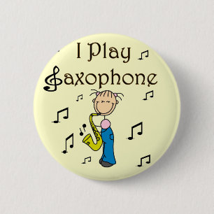 Badge Rond 5 Cm T-shirts et cadeaux Je joue du saxophone
