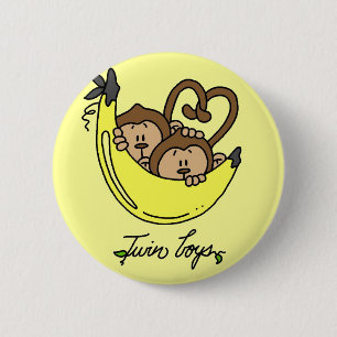 Badge Rond 5 Cm T-shirts et cadeaux jumeaux de garçons de singes