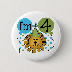 Badge Rond 5 Cm T-shirts et cadeaux Lion 4th Birthday