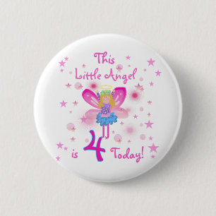 Badge Rond 5 Cm T-shirts et cadeaux Little Angel 4th Birthday