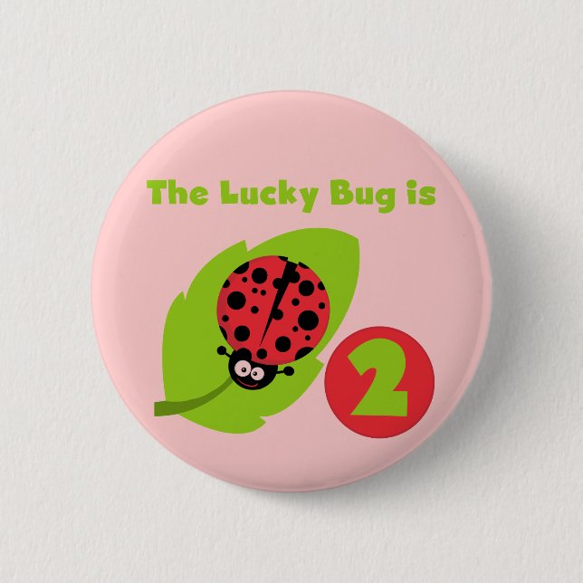 Badge Rond 5 Cm T-shirts et cadeaux Lucky Bug 2e anniversaire (Devant)