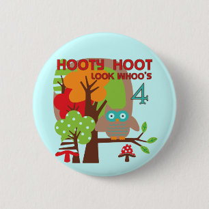 Badge Rond 5 Cm T-shirts et cadeaux Owl 4th Birthday