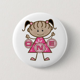 Badge Rond 5 Cm T-shirts et cadeaux pour la petite fille 1er anniv