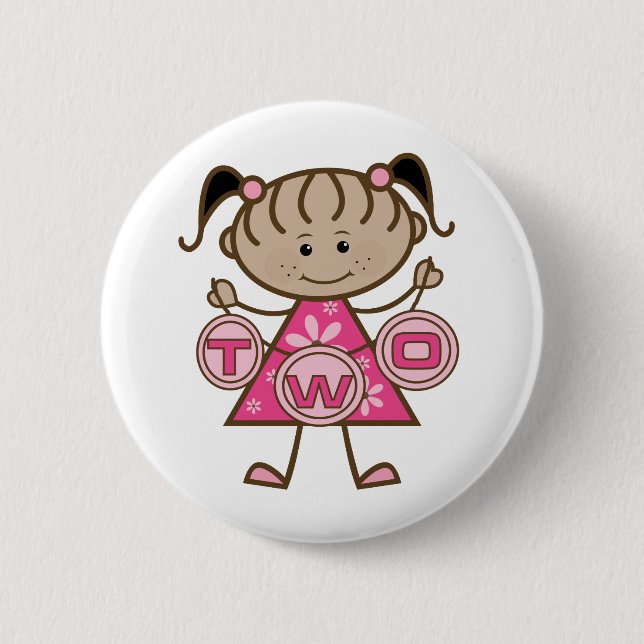 Badge Rond 5 Cm T-shirts et cadeaux pour la petite fille 2e annive (Devant)