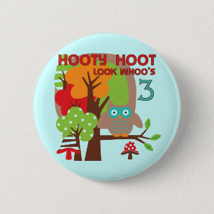 Badge Rond 5 Cm T-shirts et cadeaux pour le 3e anniversaire de Owl