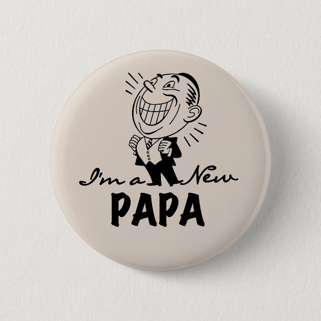 Badge Rond 5 Cm T-shirts et cadeaux pour papa nouveau souriant (Devant)