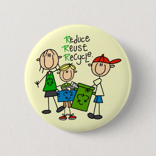 Badge Rond 5 Cm T-shirts et Cadeaux Réduire, Réutiliser, Recycler