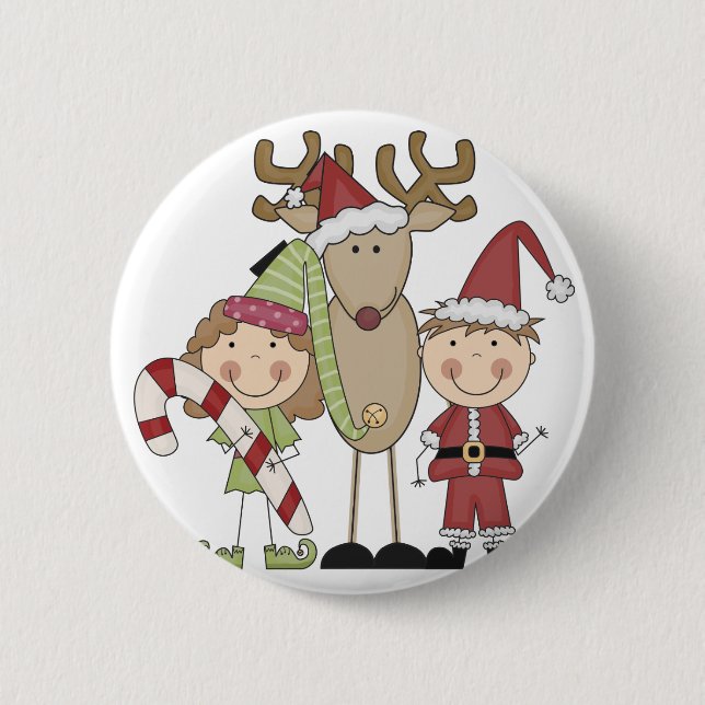 Badge Rond 5 Cm T-shirts et cadeaux Reindeer et Elves (Devant)