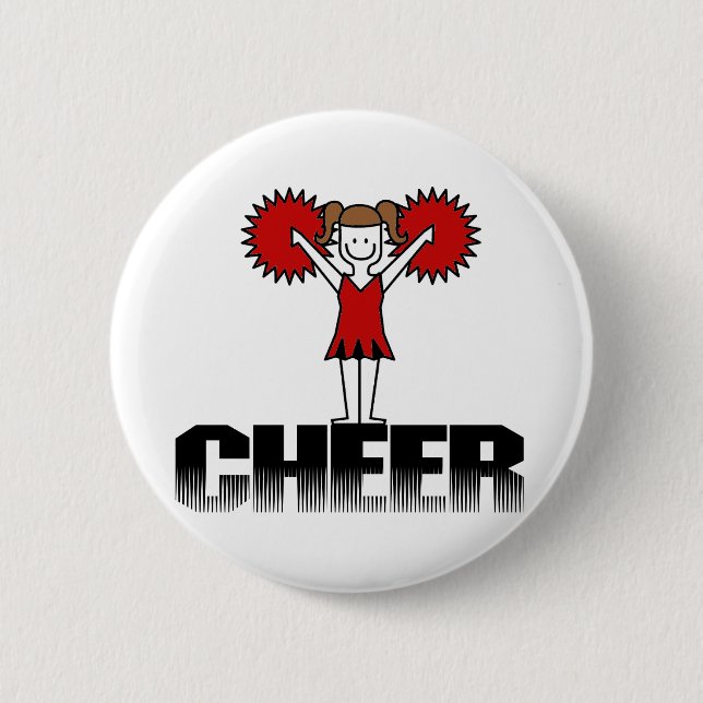 Badge Rond 5 Cm T-shirts et cadeaux rouges de pom-pom girl (Devant)