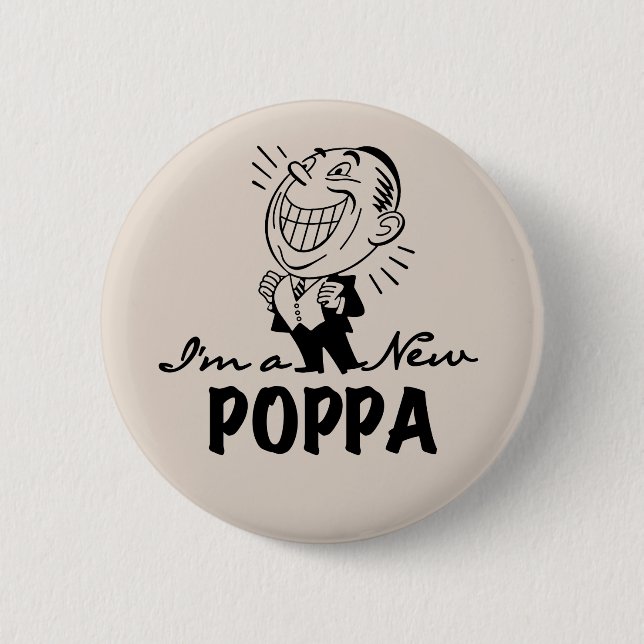 Badge Rond 5 Cm T-shirts et cadeaux Smiling New Poppa (Devant)