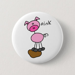 Badge Rond 5 Cm T-shirts et cadeaux Stick Figure Pig