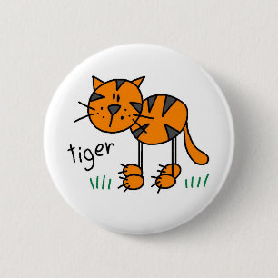 Badge Rond 5 Cm T-shirts et cadeaux Stick Figure Tiger