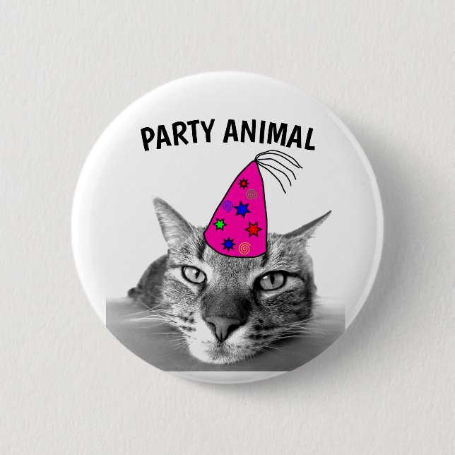 BADGE ROND 5 CM TABBY D'ANNIVERSAIRE CHAT FÊTE BOUTONS ANIMAUX (Devant)