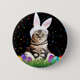Badge Rond 5 Cm Tabby de Pâques