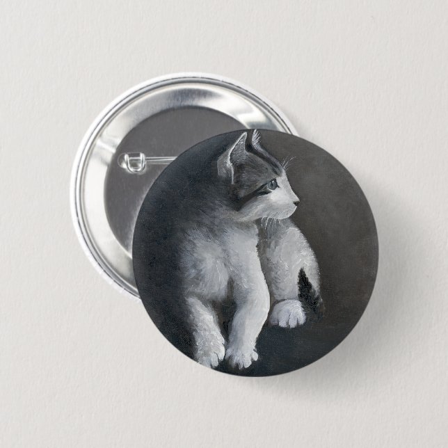 Badge Rond 5 Cm Tabby Kitten (Devant & derrière)