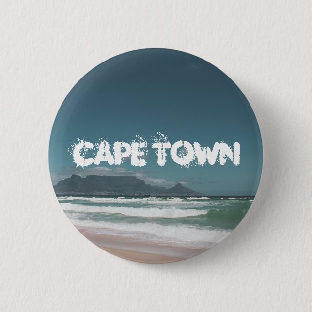 Badge Rond 5 Cm Table Mountain Océan Le Cap (Devant)