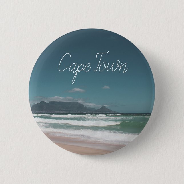 Badge Rond 5 Cm Table Mountain Océan Le Cap (Devant)