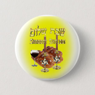 Badge Rond 5 Cm Tableau de sabbat, Shabbat Shalom